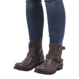 Boots kaki à fermoirs et sequins A8018 multicolore vert 3