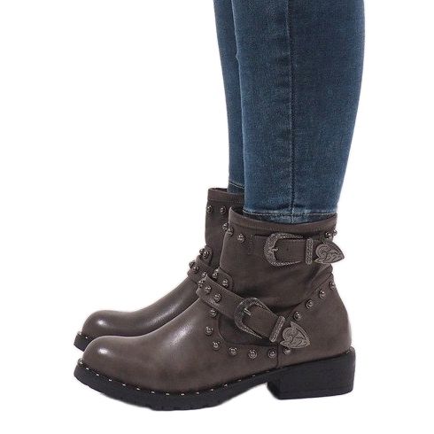 Boots kaki à fermoirs et sequins A8018 multicolore vert 2