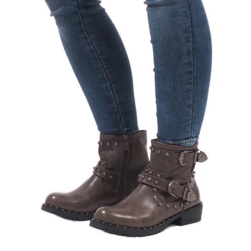 Boots kaki à fermoirs et sequins A8018 multicolore vert 1