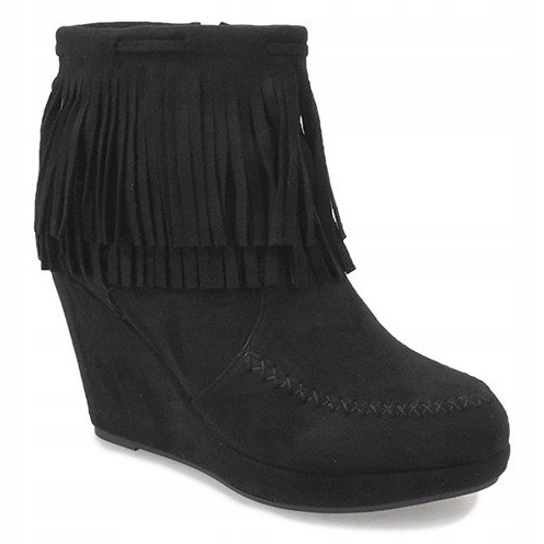 Bottines en daim noir boho LM-653 le noir 1