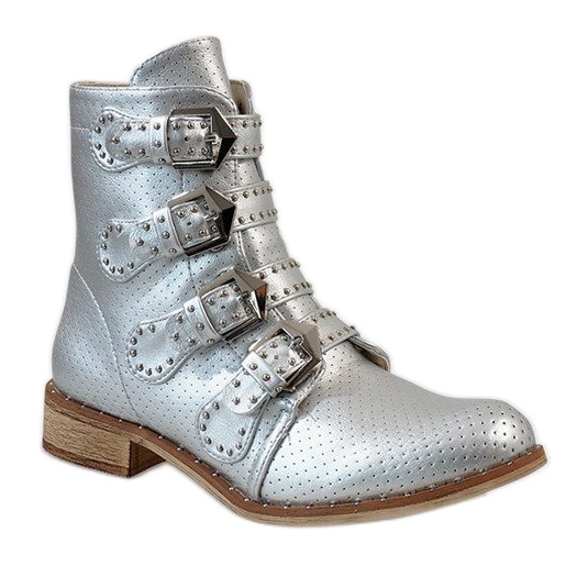 Bottes argentées avec boucles CLS-57 gris 1