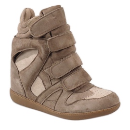 Baskets compensées camel H6601-32 brun 1
