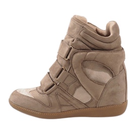 Baskets compensées camel H6601-32 brun 2