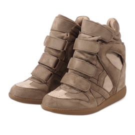 Baskets compensées camel H6601-32 brun 3