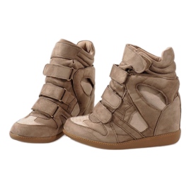 Baskets compensées camel H6601-32 brun 4