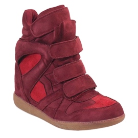 Baskets compensées bordeaux H6601-45 rouge 1