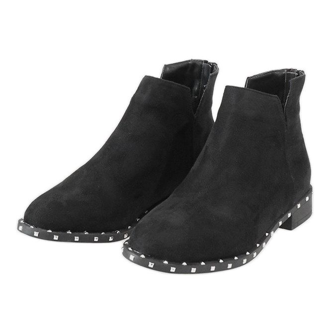 Bottines en daim noir avec clous 3283-1 2