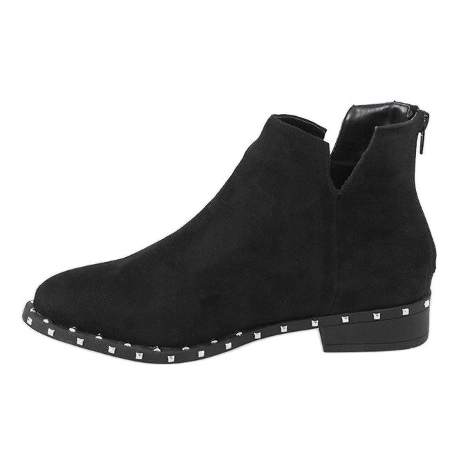 Bottines en daim noir avec clous 3283-1 le noir 1