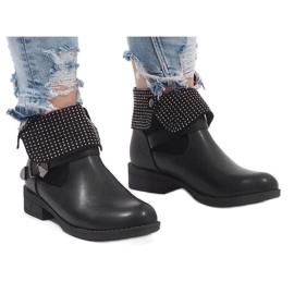 Bottines enroulées noires à sequins LY-2698 le noir 1