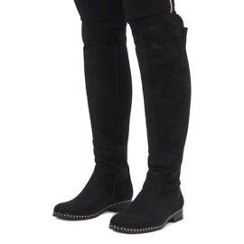Bottines en daim noir avec clous H305 le noir 1