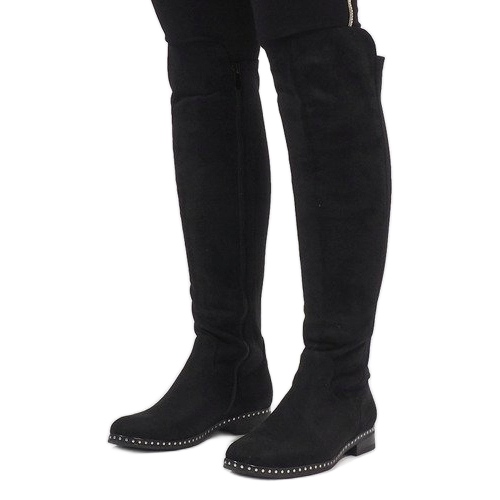 Bottines en daim noir avec clous H305 le noir 1