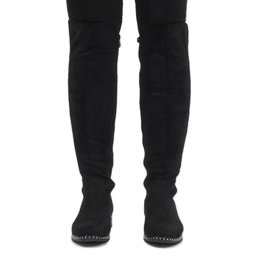 Bottines en daim noir avec clous H305 le noir 2