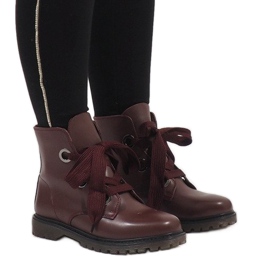 Kayla Shoes Boots à lacets bordeaux PF276 rouge 2