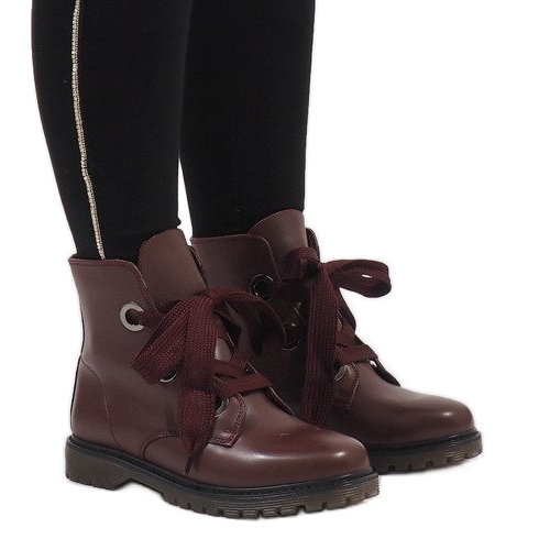 Kayla Shoes Boots à lacets bordeaux PF276 rouge 2