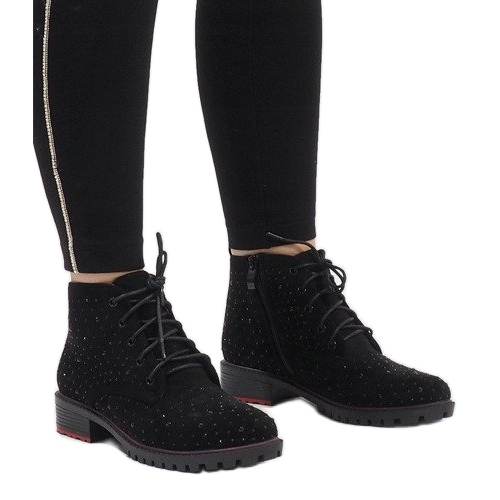 Bottines en daim noir à sequins 1013 le noir 1