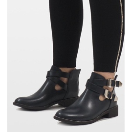 Ideal Shoes Bottines ouvertes bleu marine Y8157 2