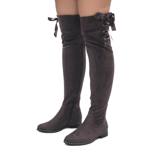Bottes isolées en daim gris H308 1