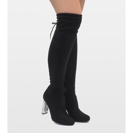 Boots en daim noir sur un poteau diamant BM177 le noir 3
