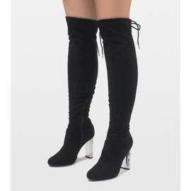 Boots en daim noir sur un poteau diamant BM177 le noir 1