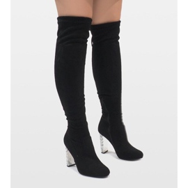 Boots en daim noir sur un poteau diamant BM177 le noir 2
