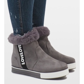 Boots en daim grises fourrées NB252P-2 1