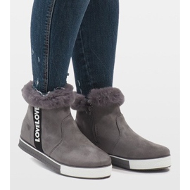 Boots en daim grises fourrées NB252P-2 4