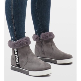 Boots en daim grises fourrées NB252P-2 2