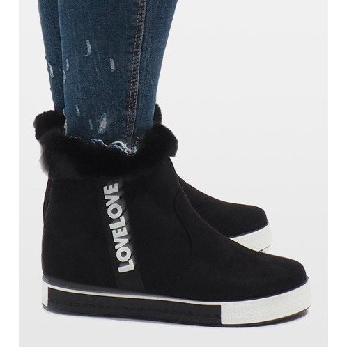 Bottines en daim noir fourrées NB252P-1 2