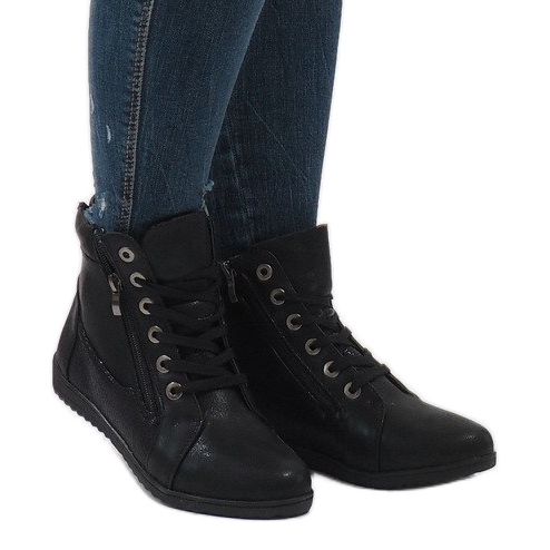 Bottines noires à lacets R44L-2 le noir 2