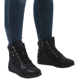 Bottines noires à lacets R44L-2 le noir 1