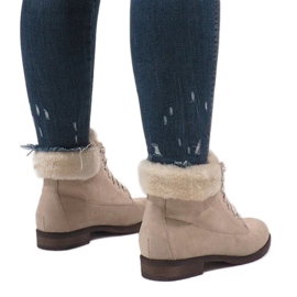 Bottines isolées beiges à lacets C-7100 3