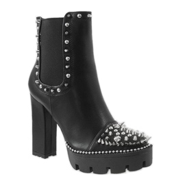 Bottines noires à clous 18803-1 le noir 1