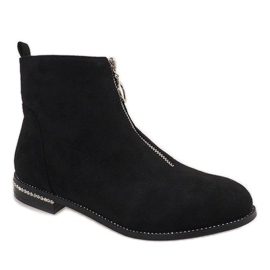 Bottines en daim noir avec une fermeture éclair LL6300 1