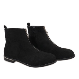 Bottines en daim noir avec une fermeture éclair LL6300 le noir 2