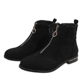 Bottines en daim noir avec une fermeture éclair LL6300 le noir 3