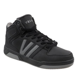Baskets montantes noires avec fourrure M667-2 le noir 1