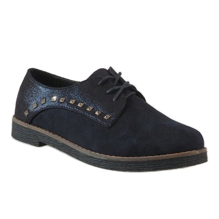 Chaussures à lacets bleu marine avec clous LX155 1
