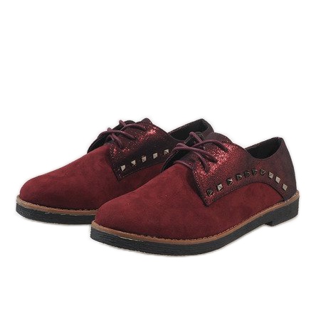Chaussures à lacets rouges avec clous LX155 2
