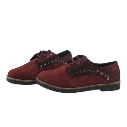 Chaussures à lacets rouges avec clous LX155 1