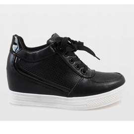Baskets noires avec une fermeture éclair dorée MY560 le noir 2