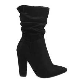 Bottines en daim noir sur le poteau 873-16 le noir 1