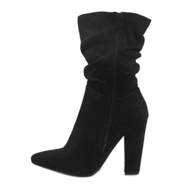 Bottines en daim noir sur le poteau 873-16 le noir 2