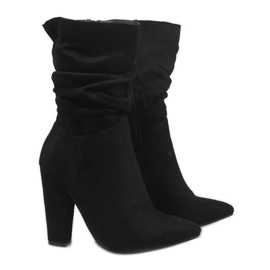 Bottines en daim noir sur le poteau 873-16 le noir 3