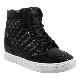 Baskets noires à semelle compensée matelassée DD478-1 le noir 1