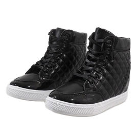 Baskets noires à semelle compensée matelassée DD478-1 le noir 2