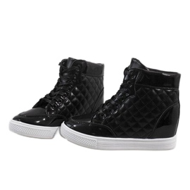 Baskets noires à semelle compensée matelassée DD478-1 le noir 3