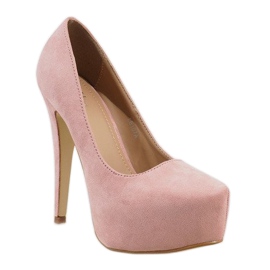 Plateforme en daim rose sur un talon LE107A 1