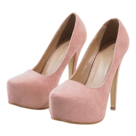 Plateforme en daim rose sur un talon LE107A 3