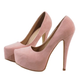 Plateforme en daim rose sur un talon LE107A 4