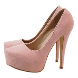 Plateforme en daim rose sur un talon LE107A 5